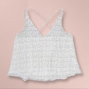 Floral Print Crossed Strap Tank Top